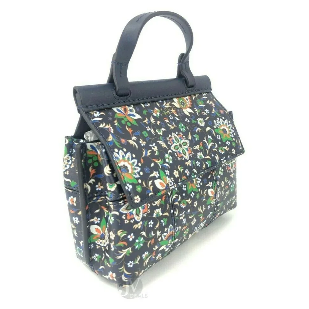 NEW Tory Burch Block Navy Soleil Floral Leather Mini Satchel Crossbody Bag - Picture 13 of 14